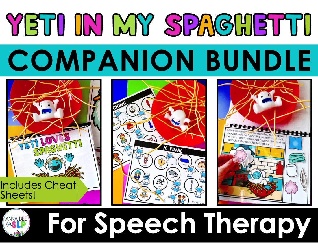 Yeti in my Spaghetti Story and Game Bundle for speech therapy preview page 1