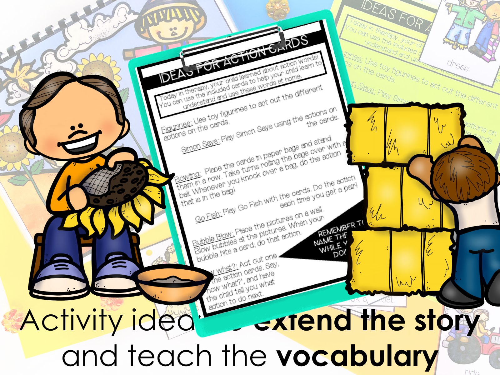 Fall Repetitive Gross Motor Story Book for speech therapy preview page 3
