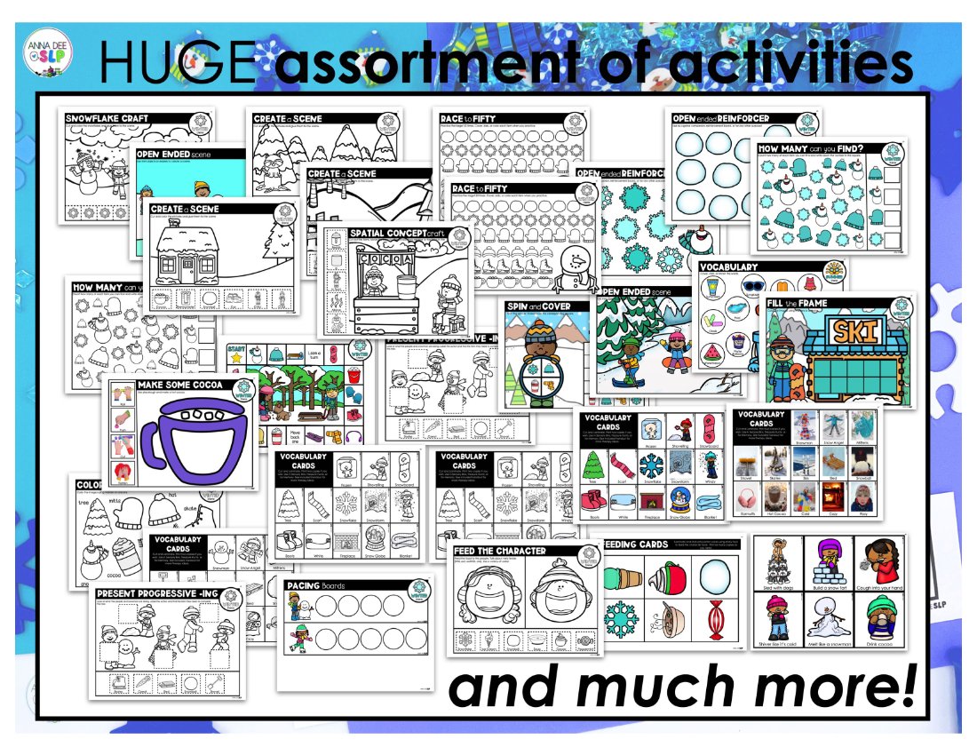 Winter Activities and Worksheets for speech therapy preview page 3