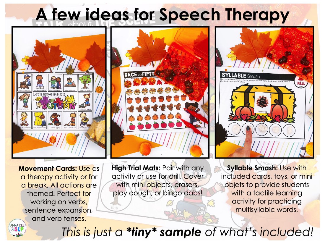 Fall Activities and Worksheets for speech therapy preview page 4