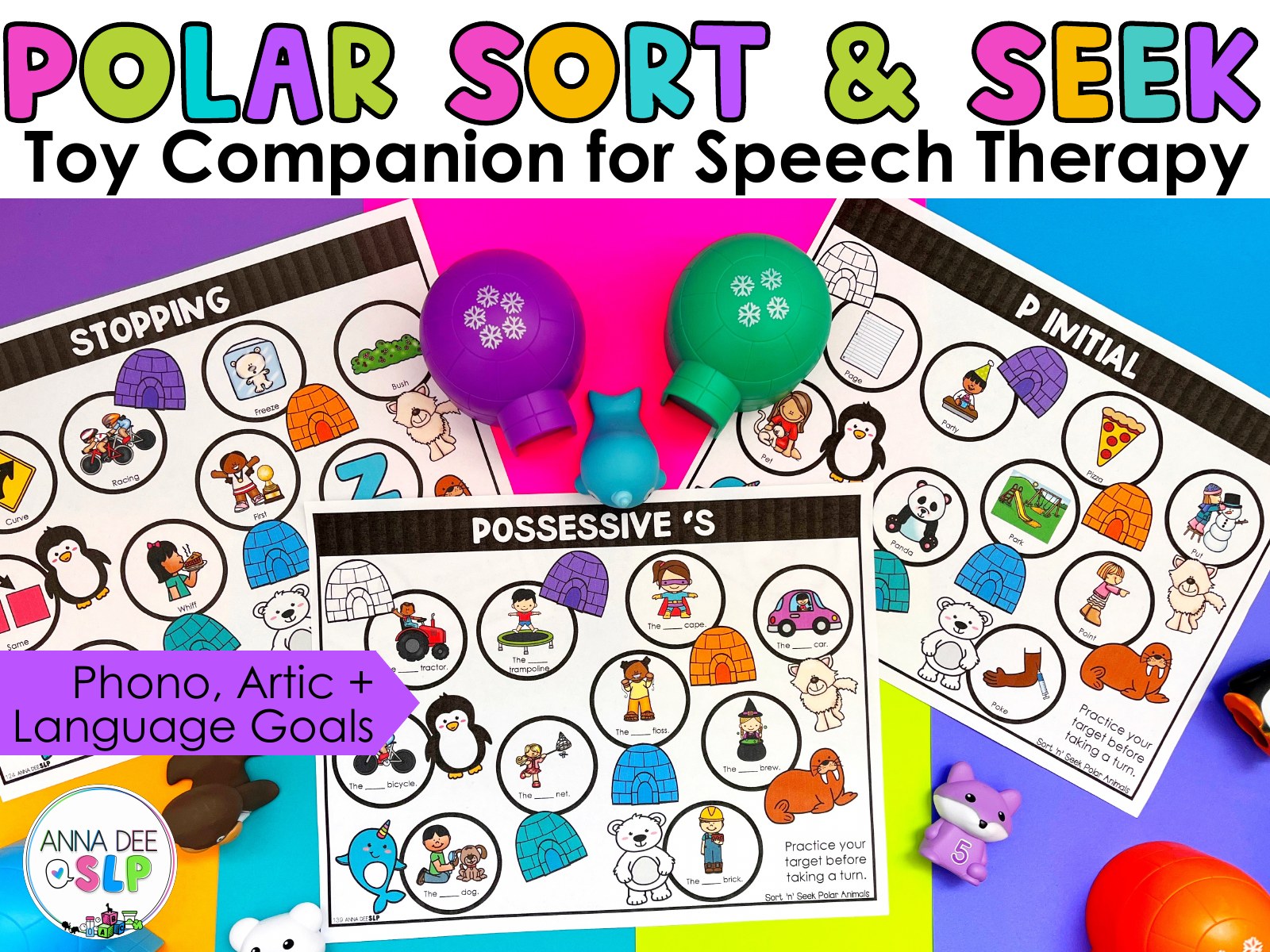 Polar Sort and Seek Toy Companion for speech therapy preview page 1