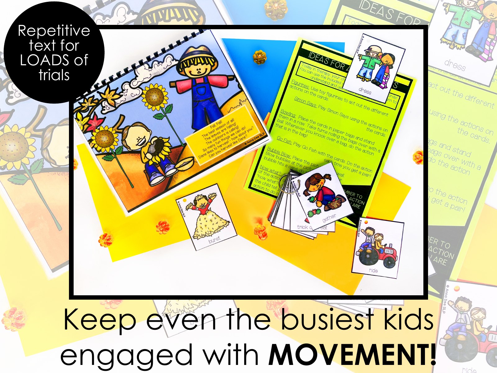 Fall Repetitive Gross Motor Story Book for speech therapy preview page 4
