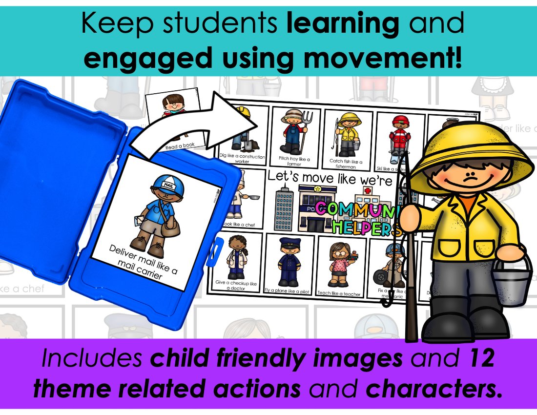 Community Helpers movement cards for speech therapy preview page 3
