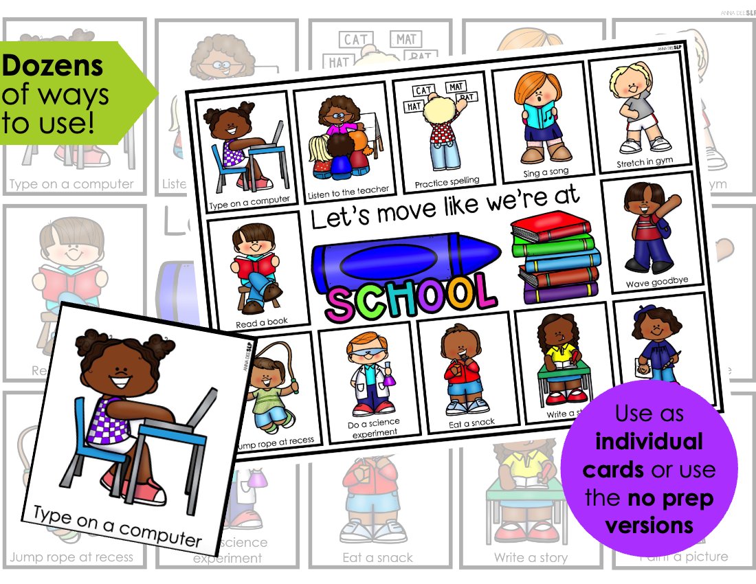 School movement cards for speech therapy preview page 2