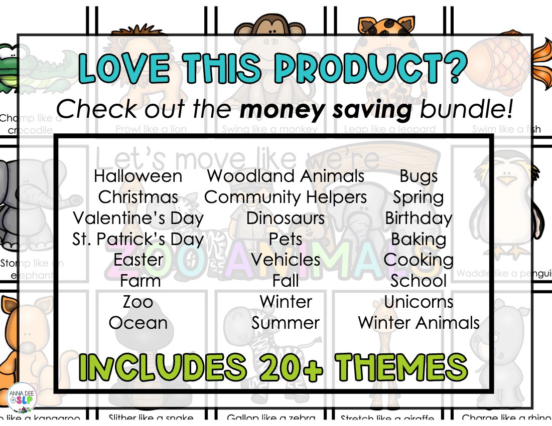 Zoo movement cards for speech therapy preview page 5