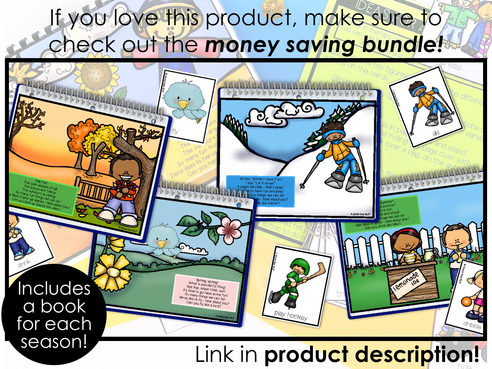 Fall Repetitive Gross Motor Story Book for speech therapy preview page 6