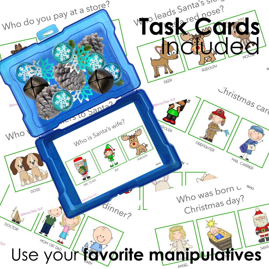 Christmas WH Questions and PlayDough Mats for speech therapy – image 3