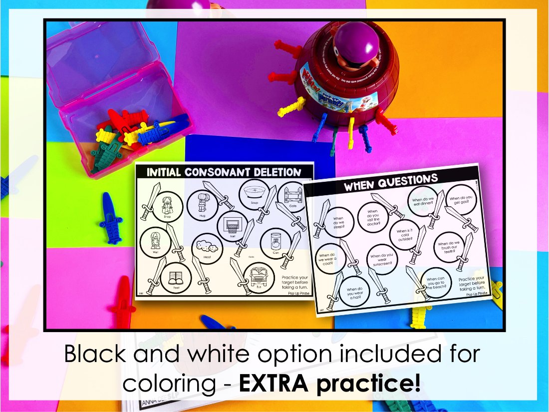 Pop Up Pirate Game Companion Bundle for speech therapy preview page 7