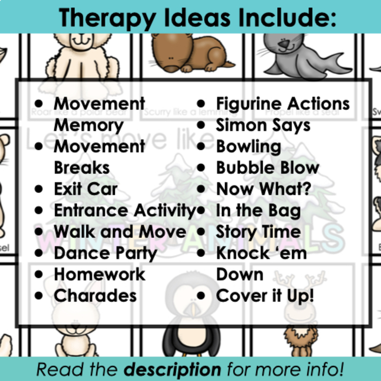 Winter Animals movement cards for speech therapy – image 4