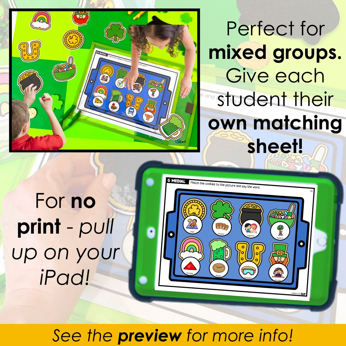 St. Patrick's Day say and play activity for speech therapy – image 3