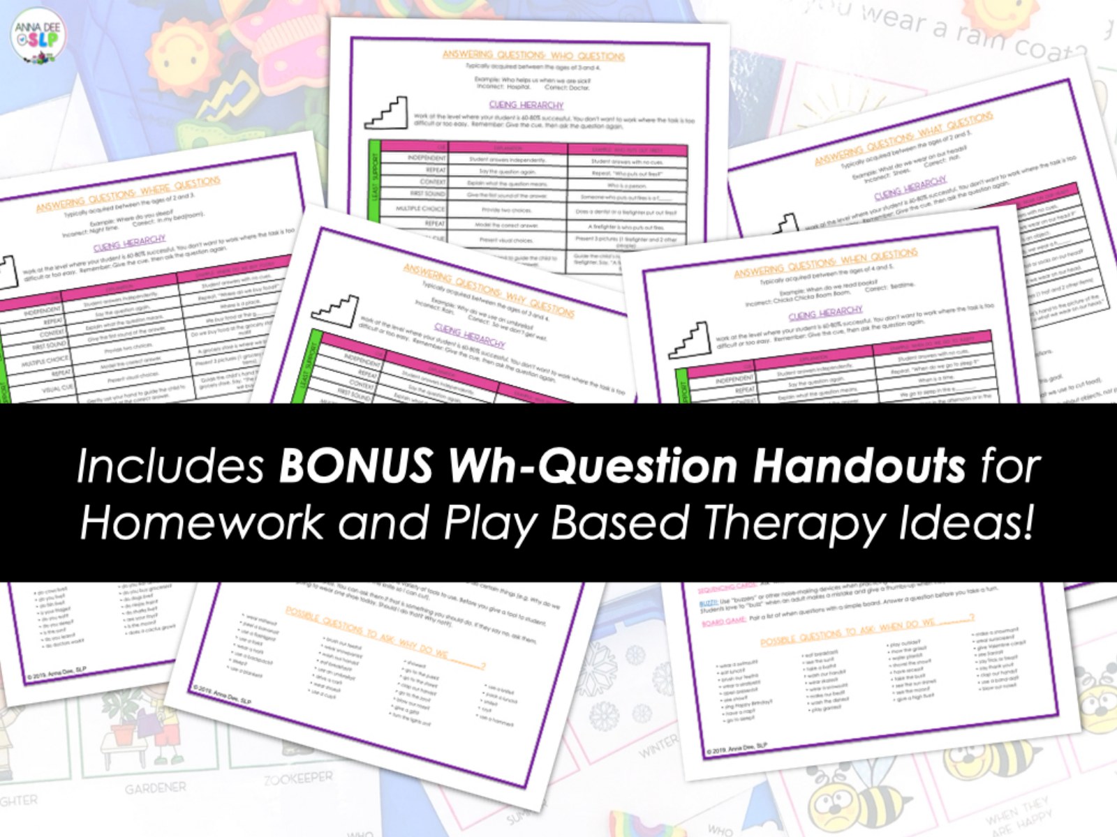 WH Questions and PlayDough Bundle for speech therapy preview page 6