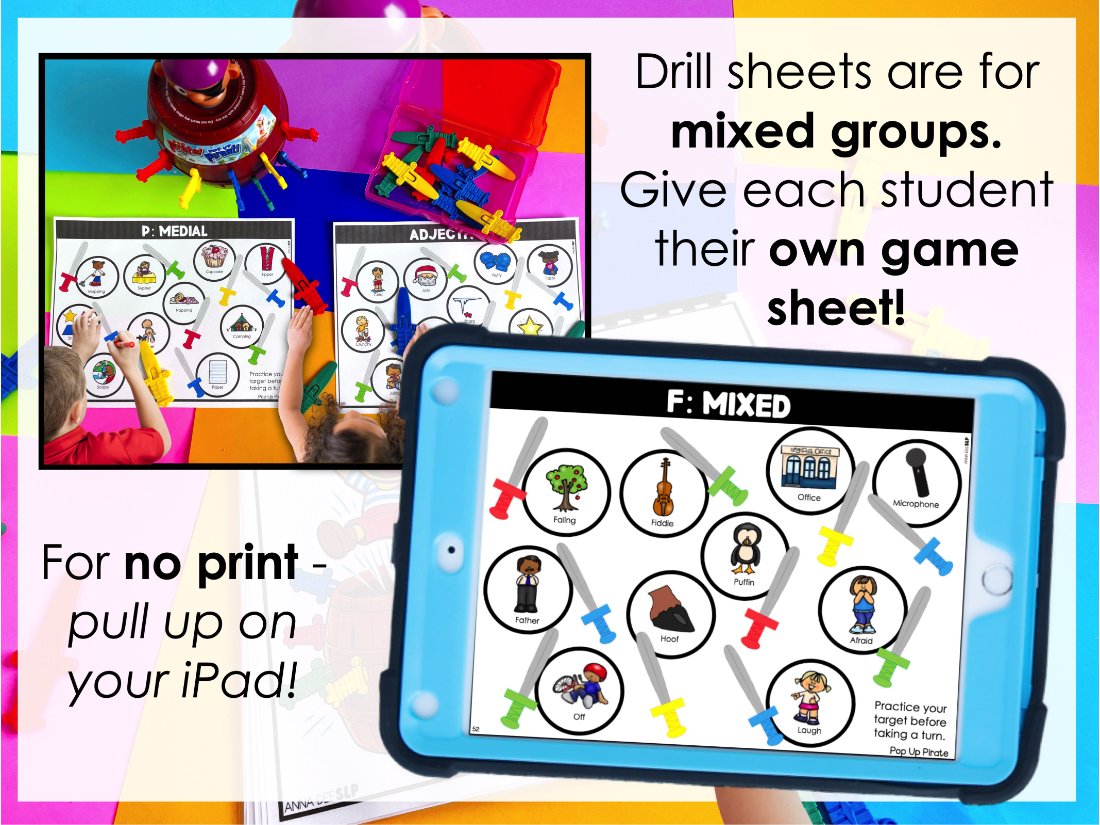Pop Up Pirate Game Companion Bundle for speech therapy preview page 5