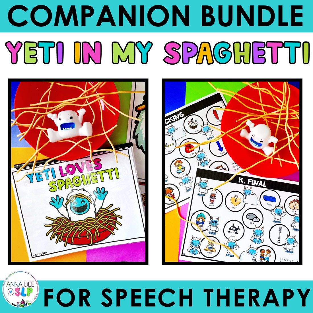Yeti in my Spaghetti Story and Game Bundle for speech therapy