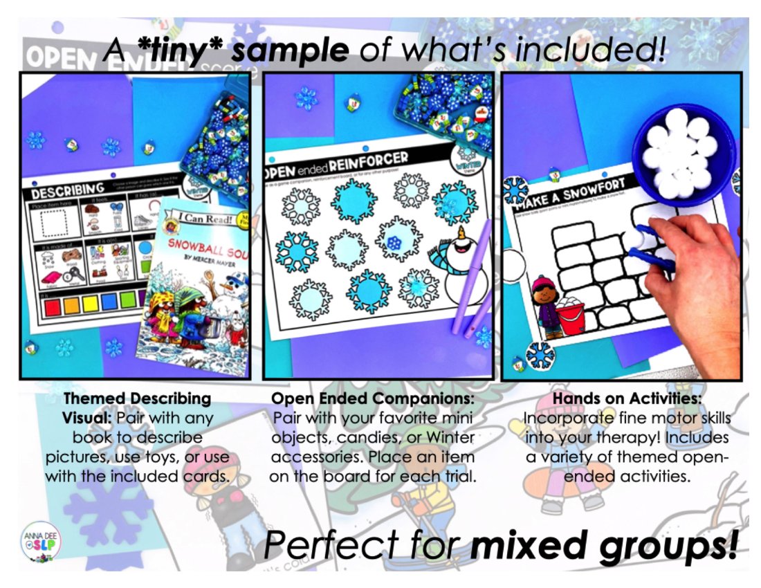 Winter Activities and Worksheets for speech therapy preview page 5