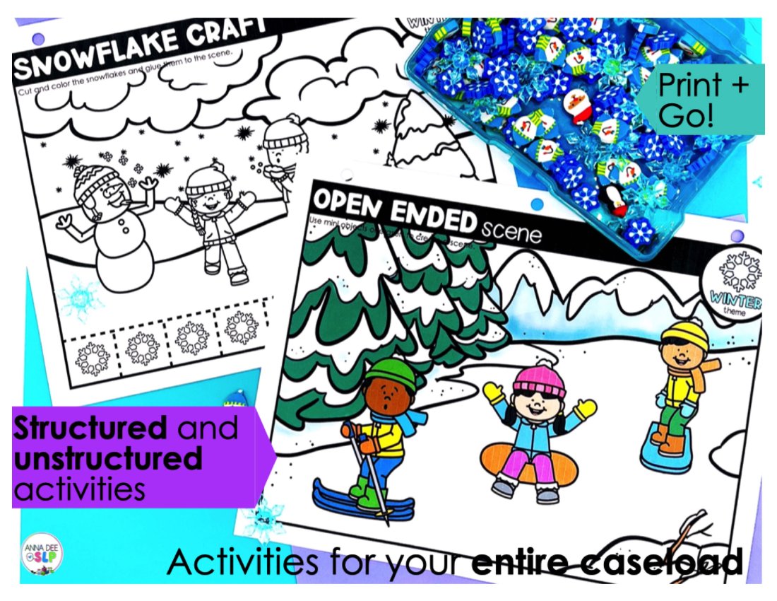 Winter Activities and Worksheets for speech therapy preview page 2