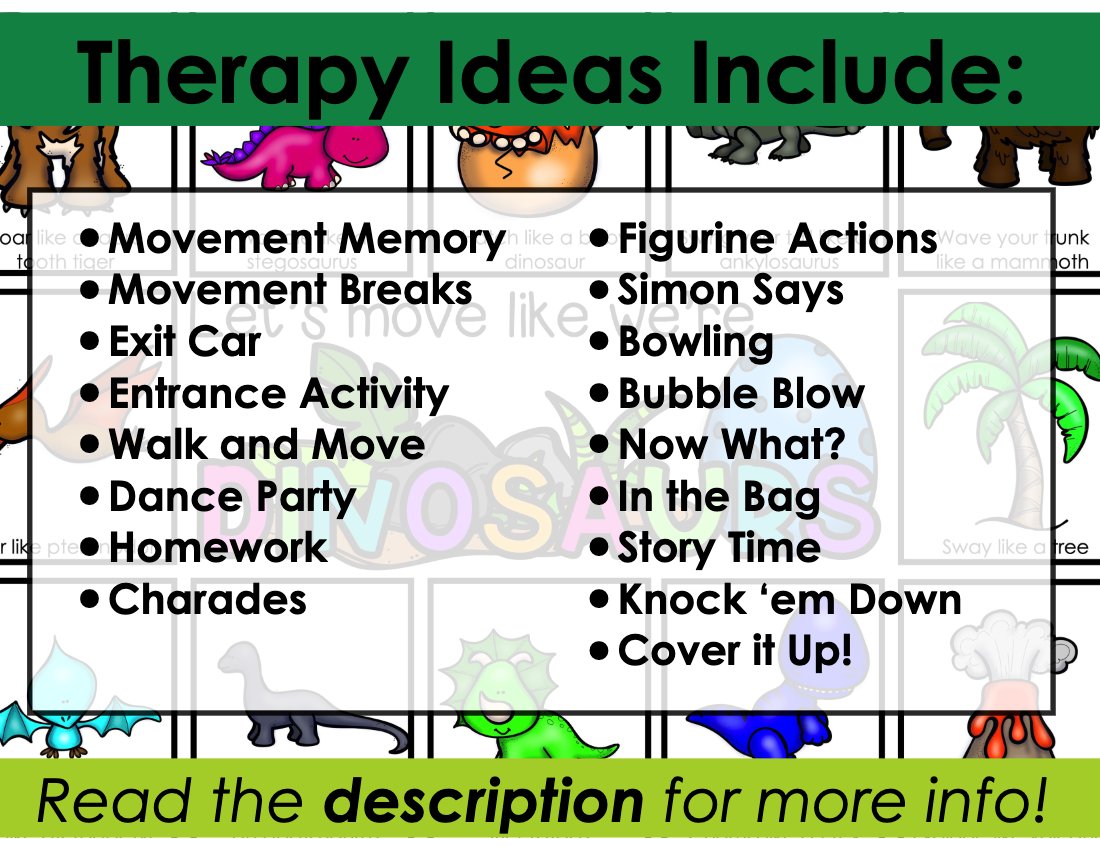Dinosaur movement cards for speech therapy preview page 4