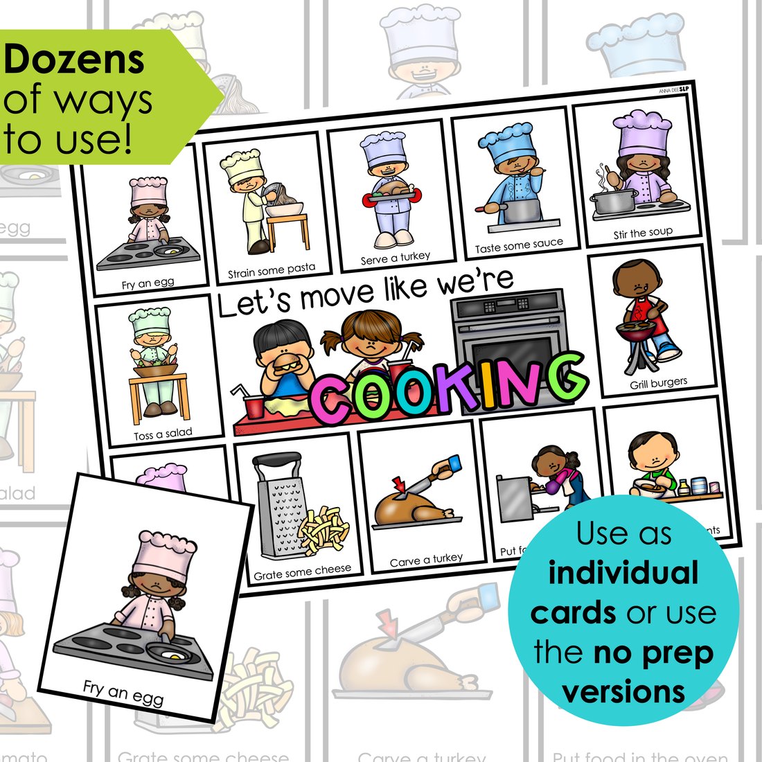 Cooking movement cards for speech therapy – image 2