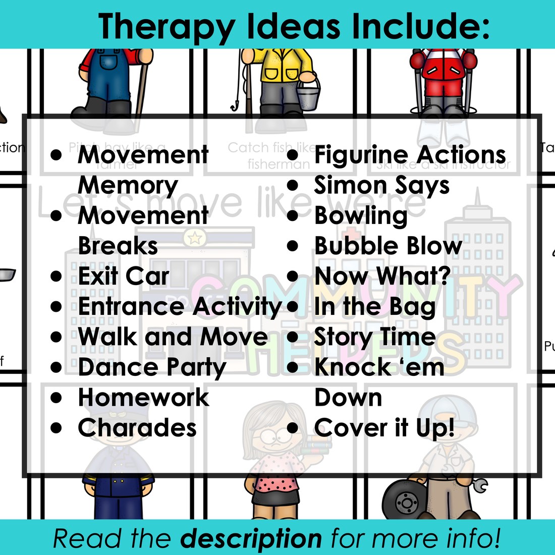 Community Helpers movement cards for speech therapy – image 4