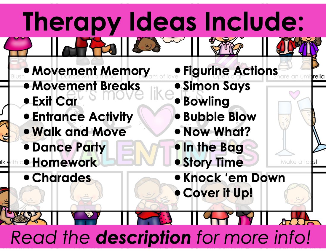 Valentine's Day movement cards for speech therapy preview page 4