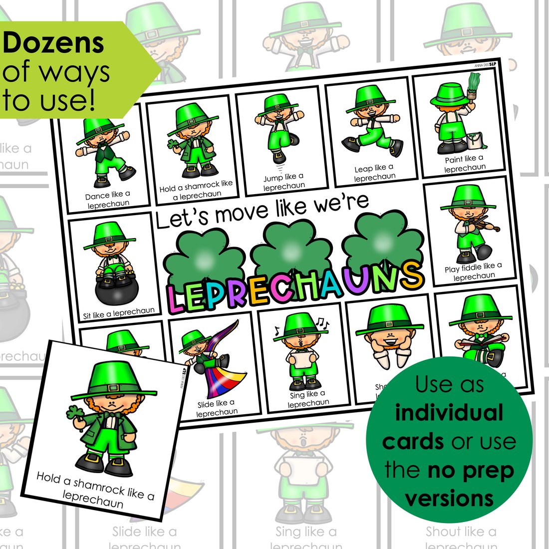 St. Patrick's Day movement cards for speech therapy – image 2