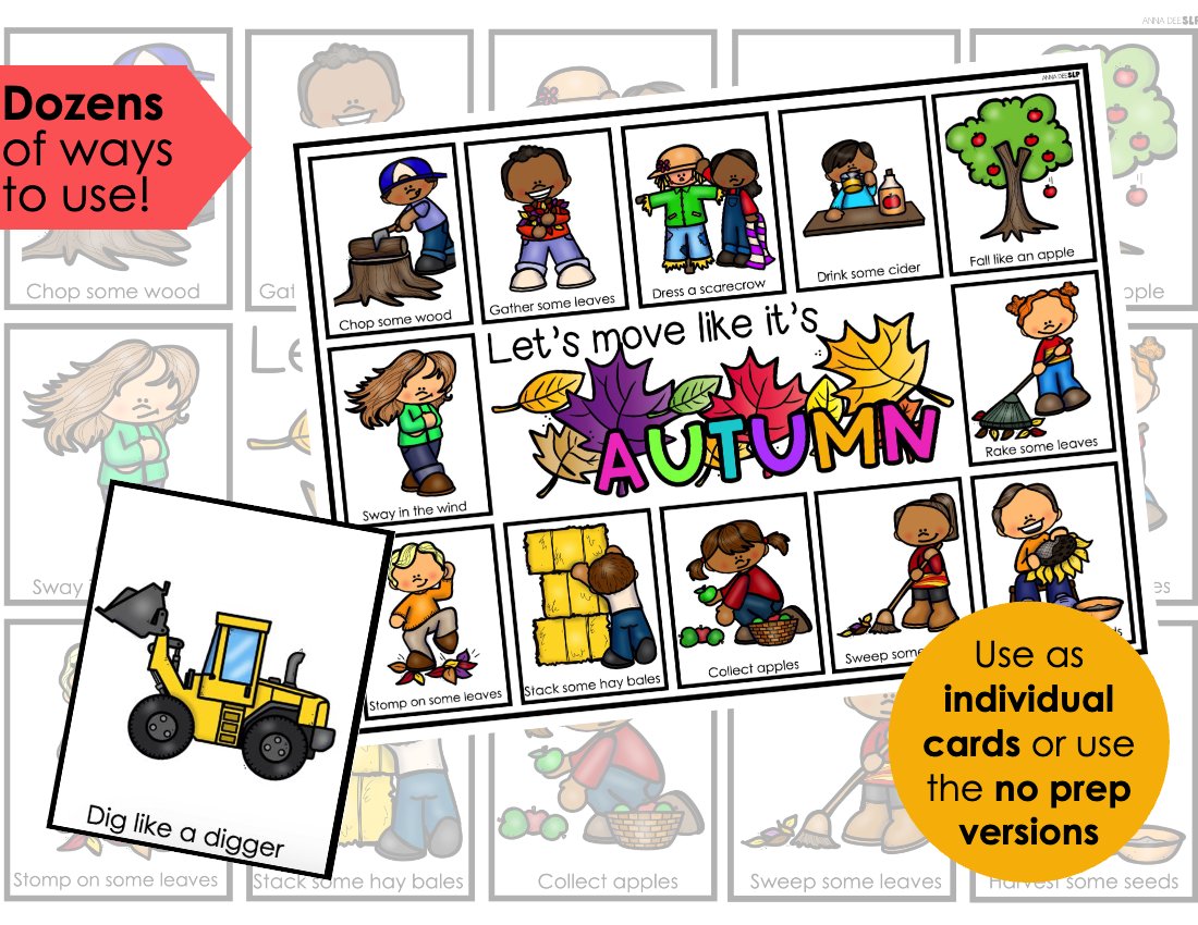 Fall movement cards for speech therapy preview page 2