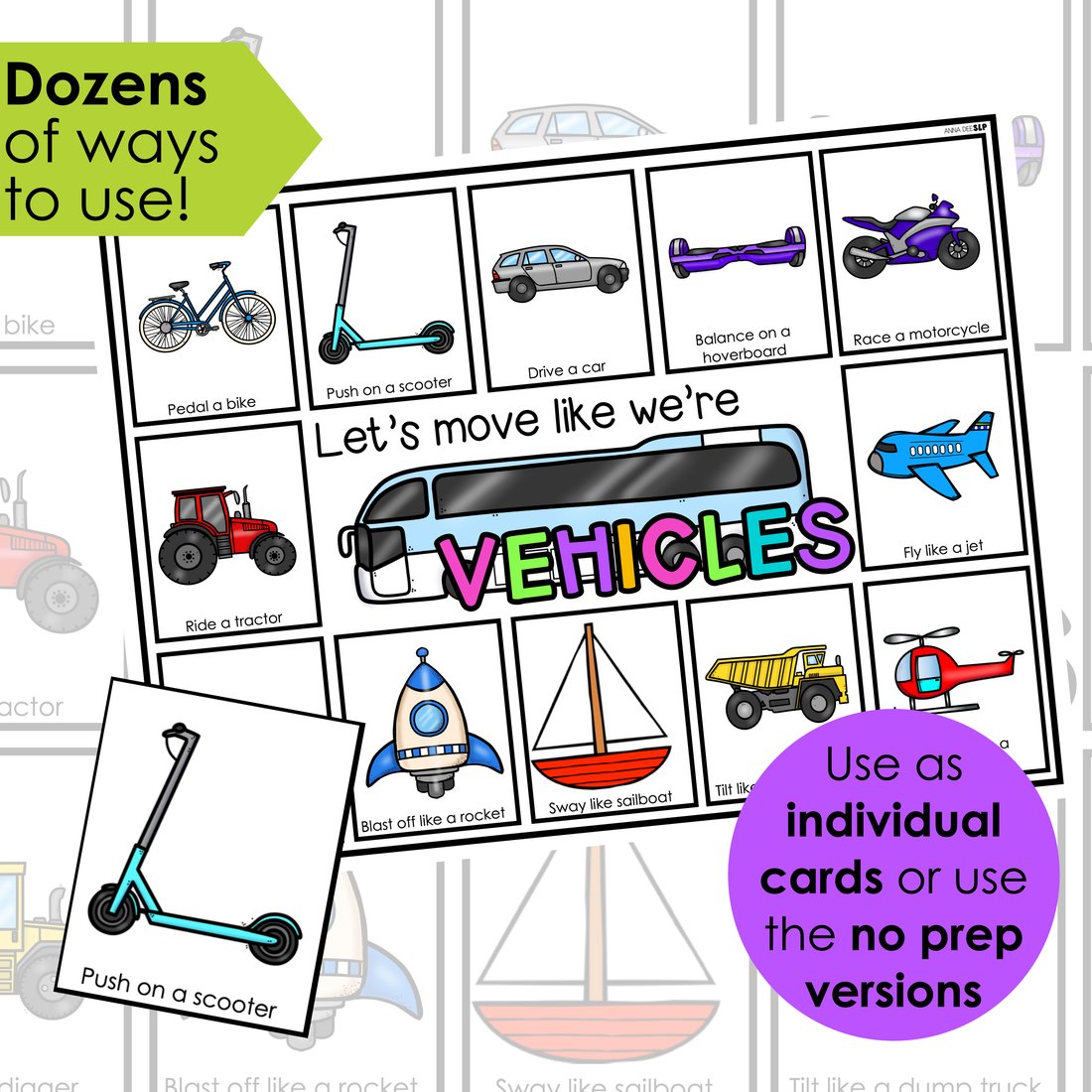 Vehicle movement cards for speech therapy – image 2