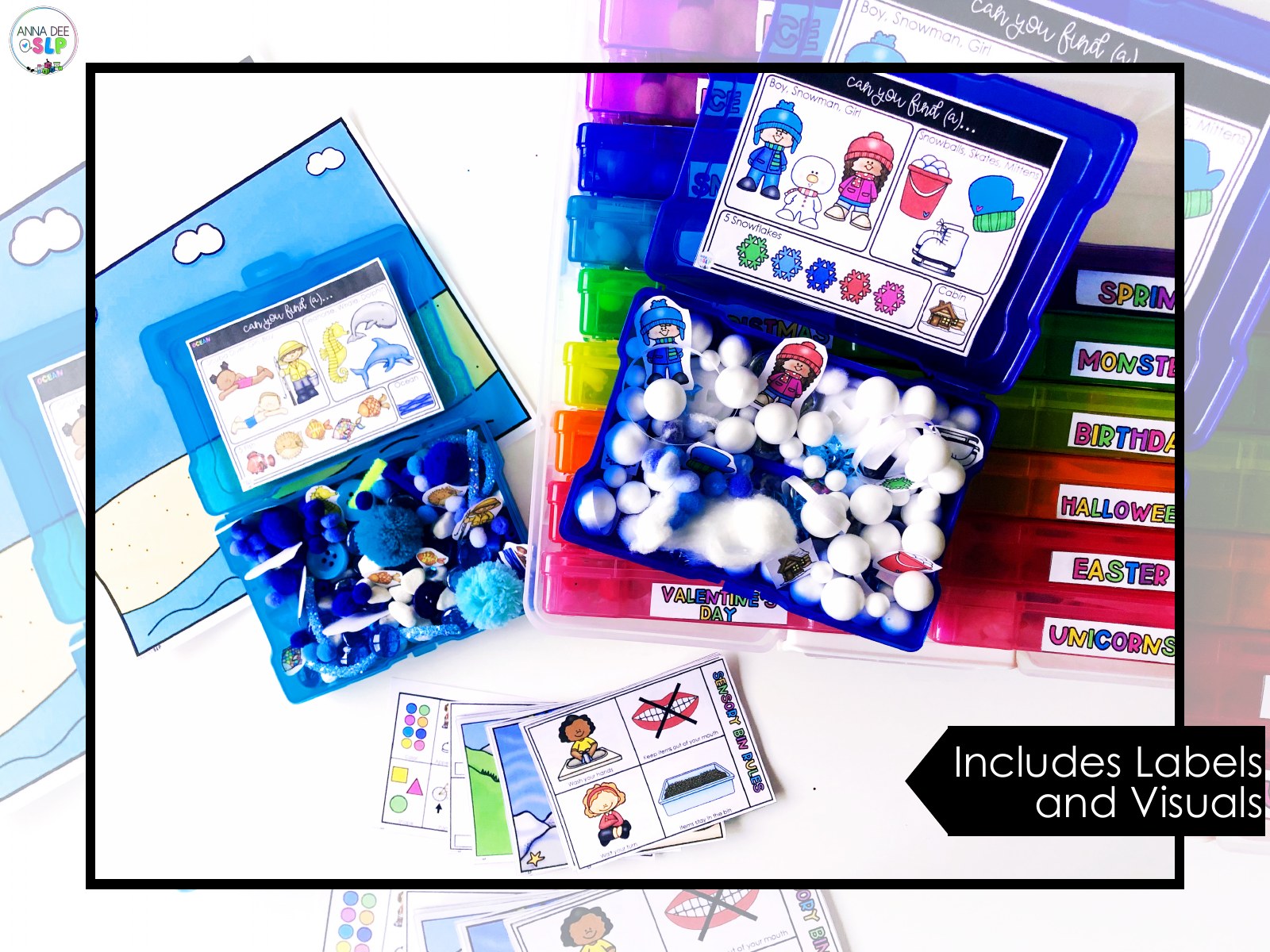 Themed Sensory Bins for speech therapy preview page 6