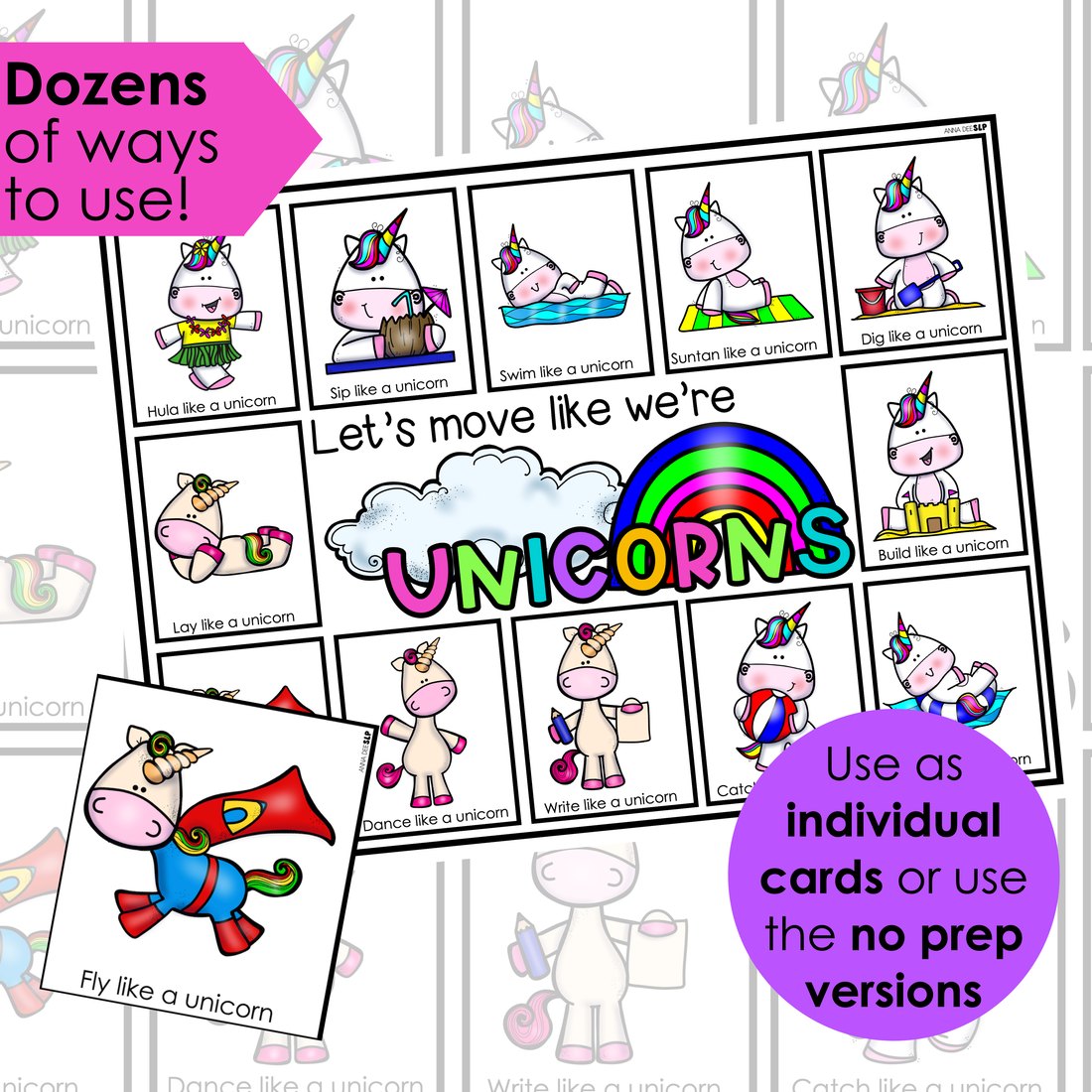 Unicorn movement cards for speech therapy – image 2