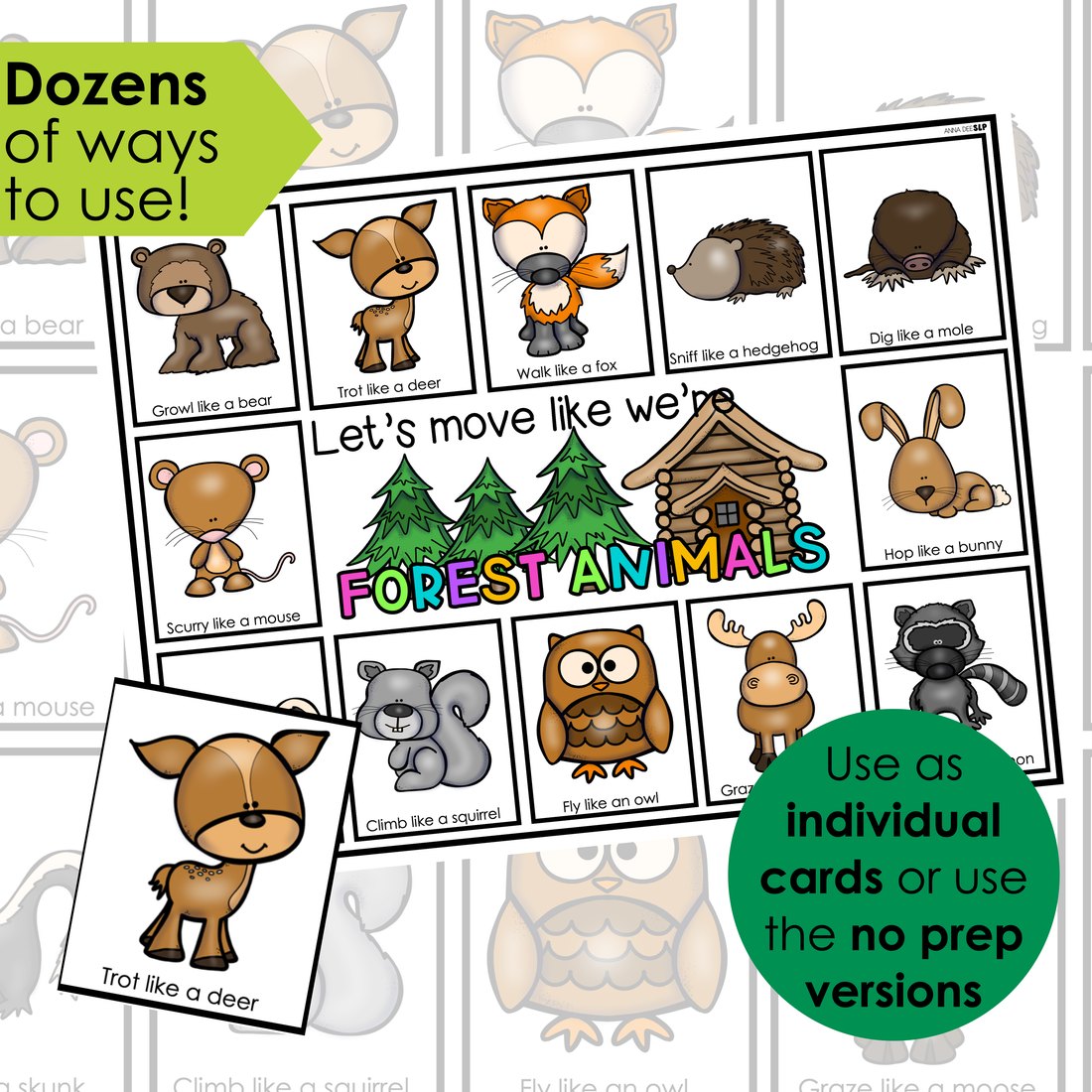 Forest Animals movement cards for speech therapy – image 2