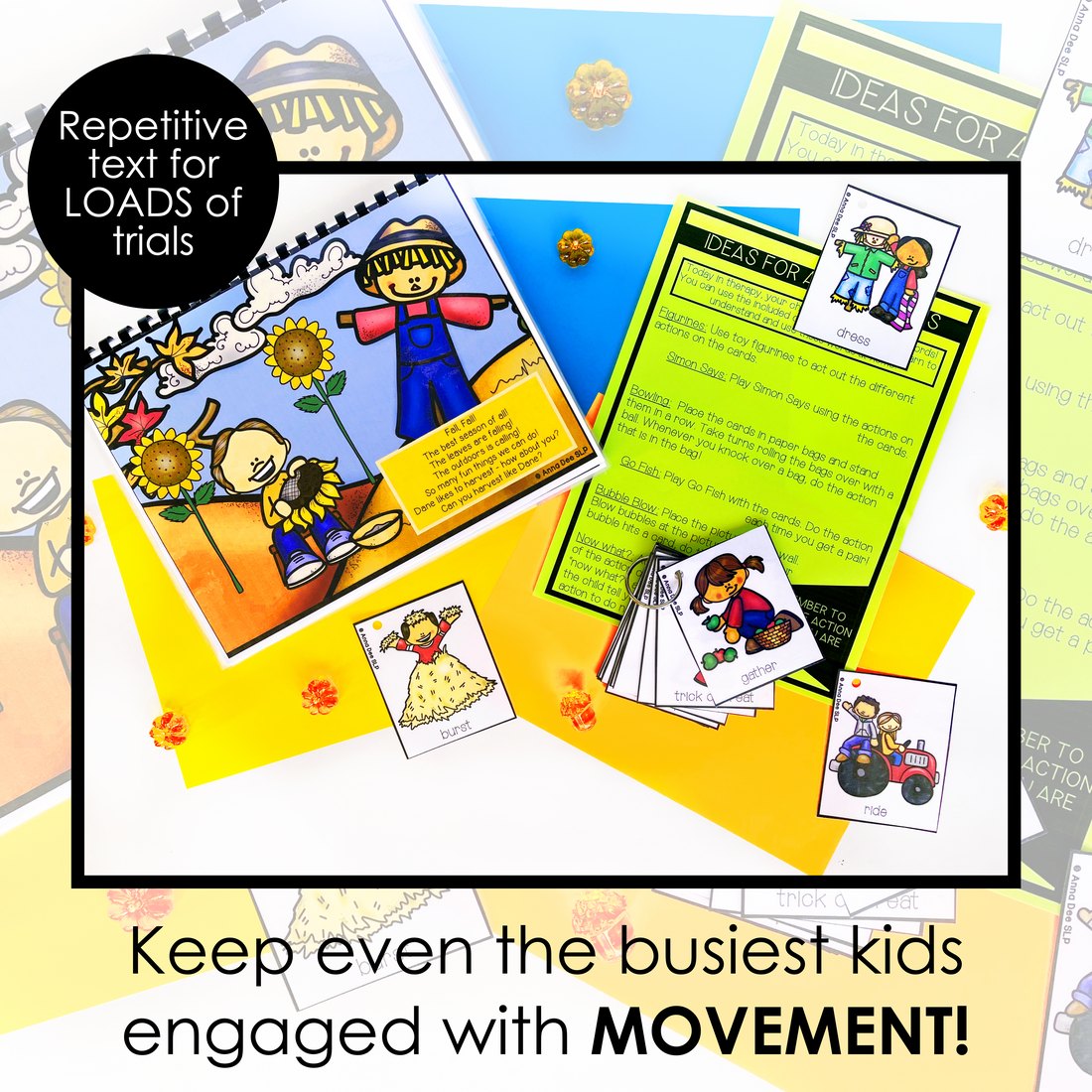 Fall Repetitive Gross Motor Story Book for speech therapy – image 3