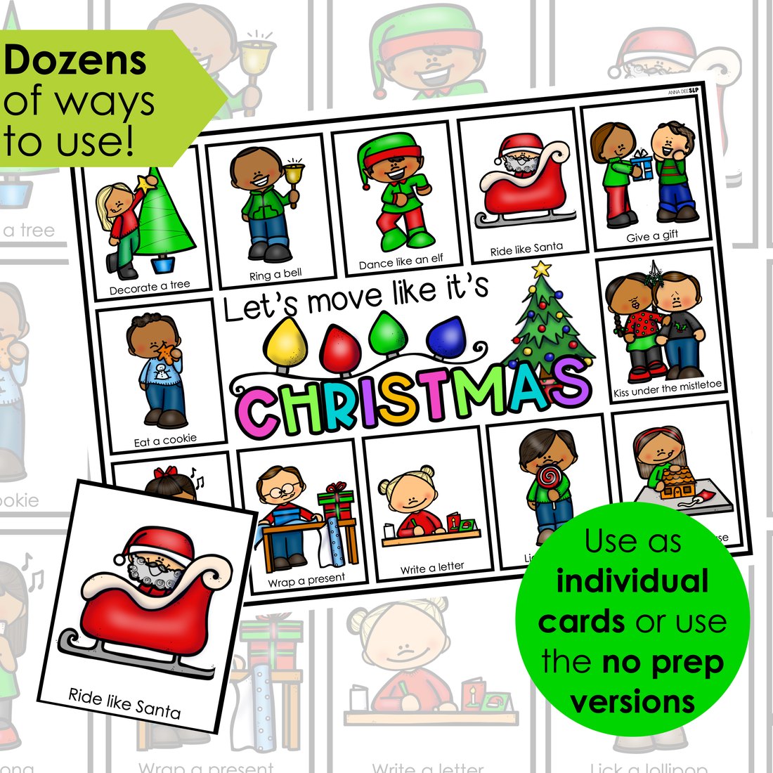 Christmas movement cards for speech therapy – image 2