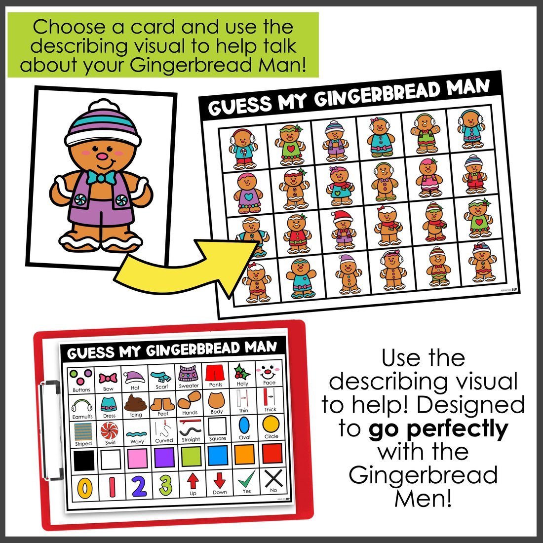 Christmas Gingerbread Describing Game for speech therapy – image 3