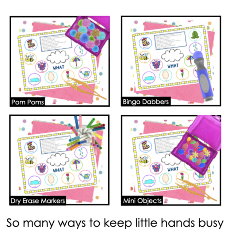 Spring WH Questions and PlayDough Mats for speech therapy – image 4