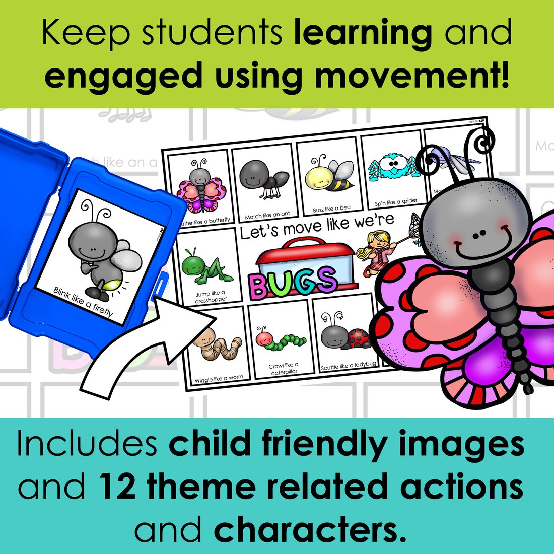 Bugs movement cards for speech therapy – image 3