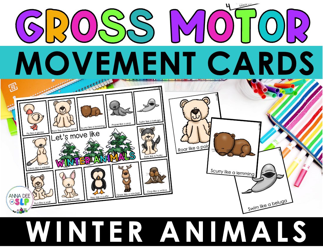 Winter Animals movement cards for speech therapy preview page 1