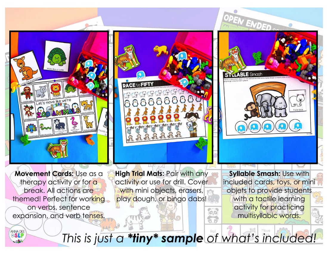 Zoo Activities and Worksheets for speech therapy preview page 4