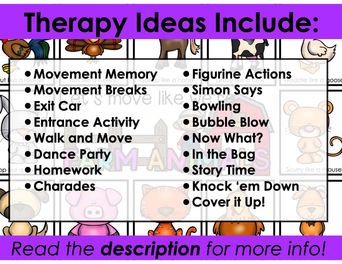 Farm movement cards for speech therapy preview page 4