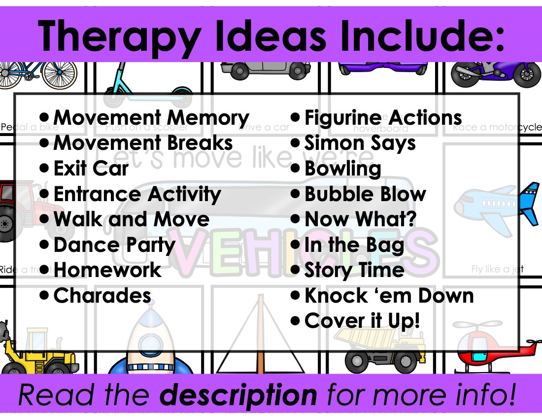 Vehicle movement cards for speech therapy preview page 4