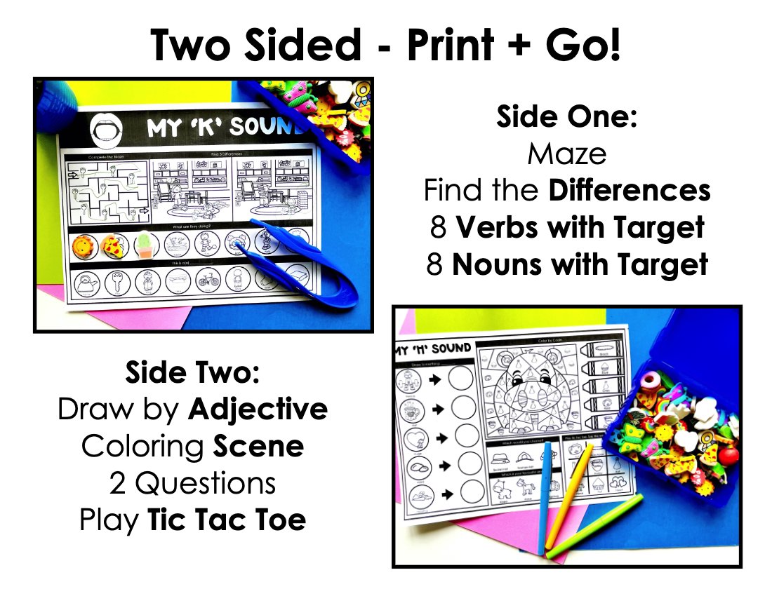 Articulation Worksheets for speech therapy preview page 3