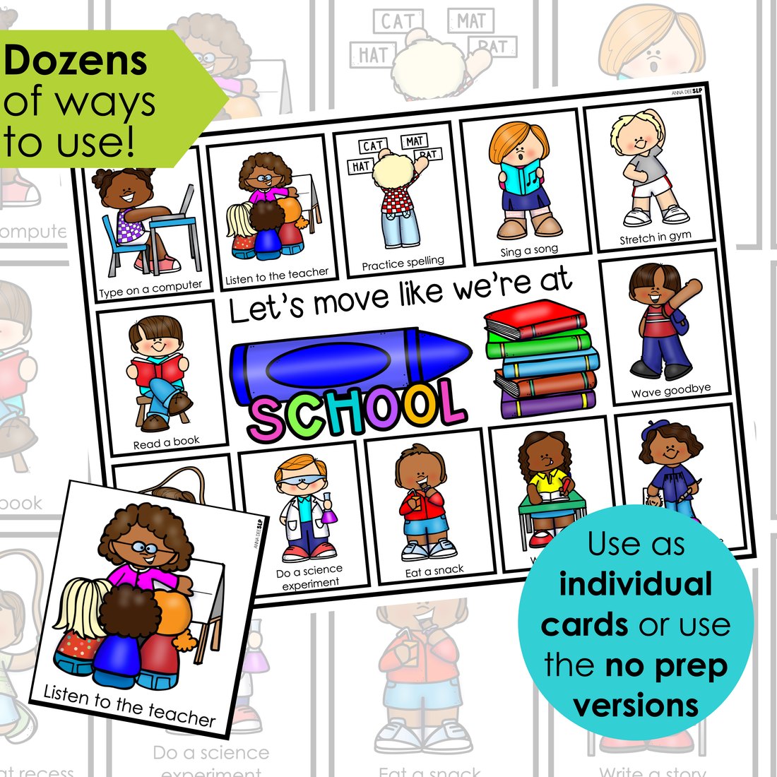 School movement cards for speech therapy – image 2