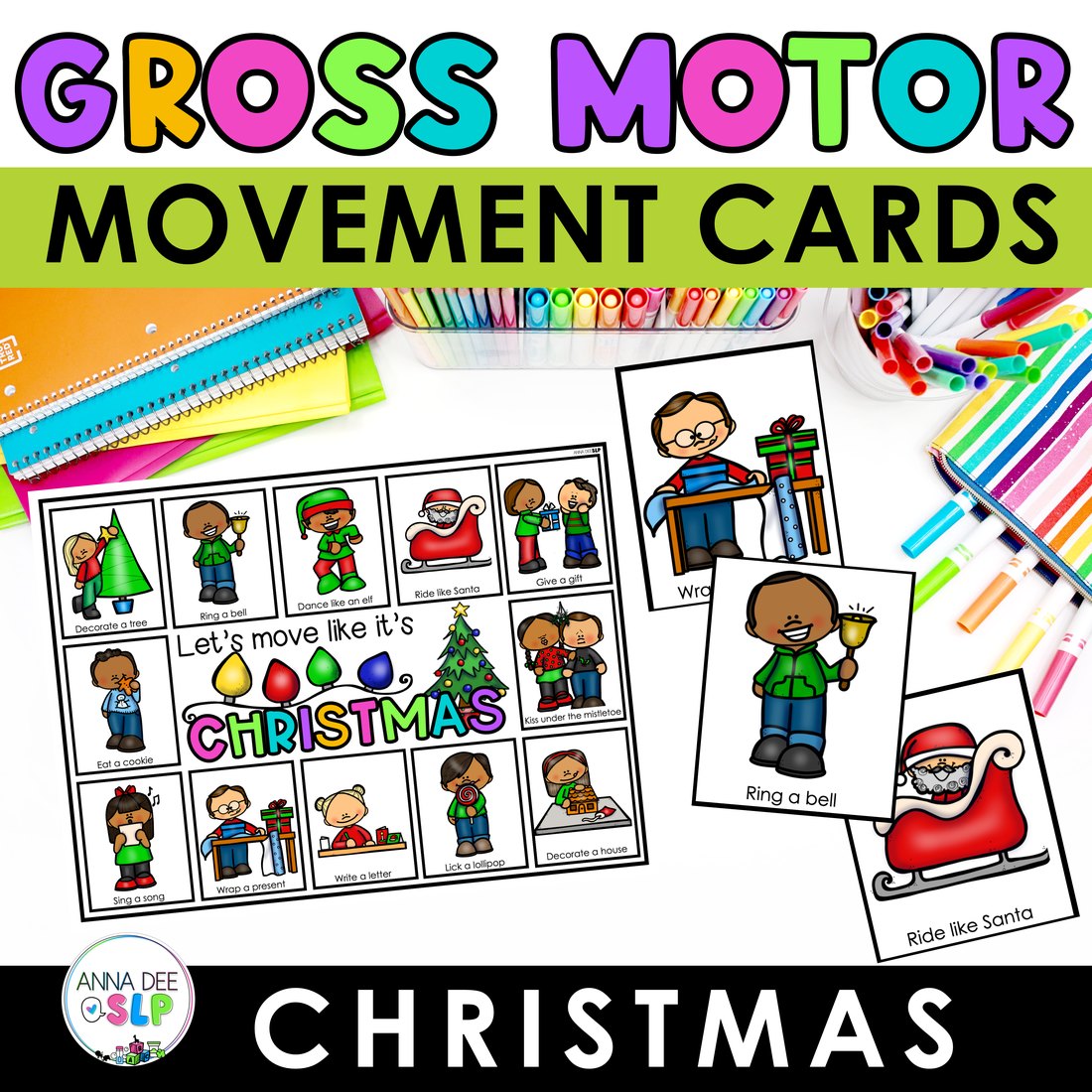Christmas movement cards for speech therapy
