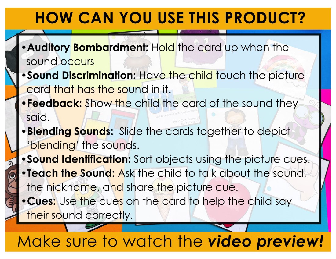 Articulation and Apraxia Sound Cue Cards for speech therapy preview page 6