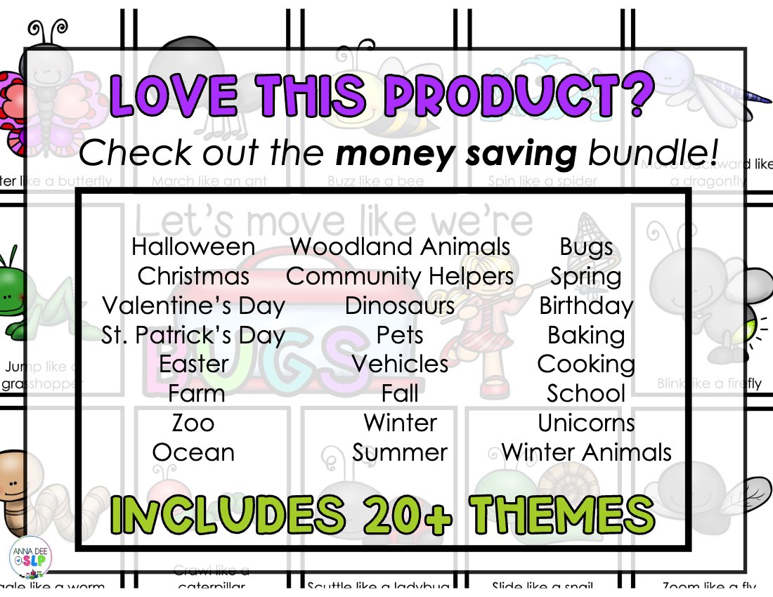 Bugs movement cards for speech therapy preview page 5