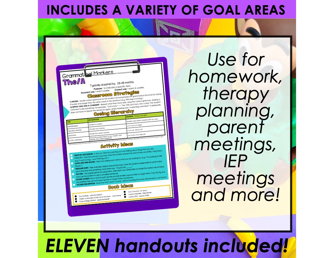 Grammar Handouts for speech therapy preview page 3