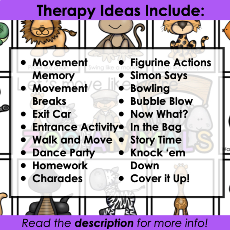 Zoo movement cards for speech therapy – image 4