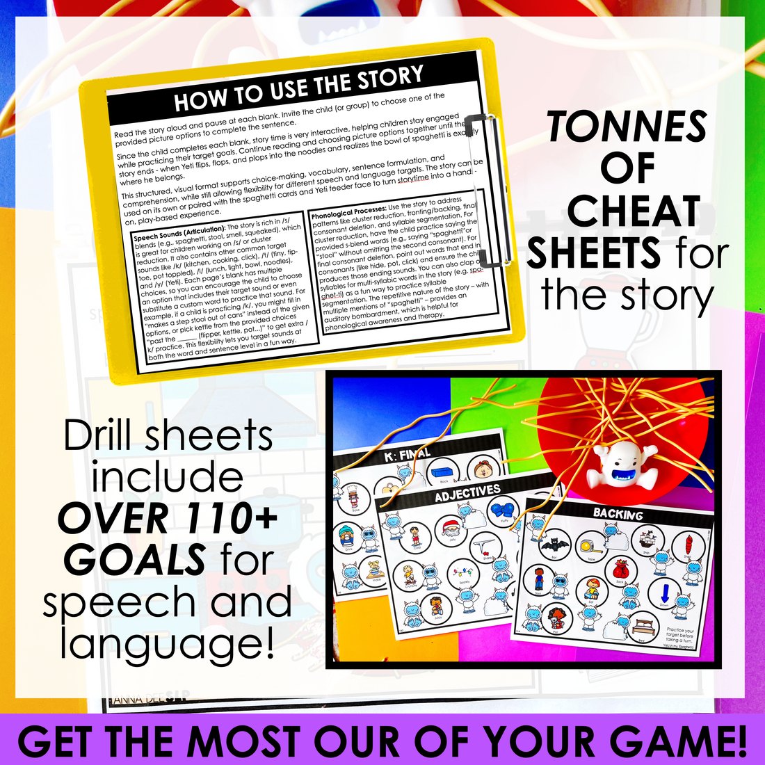 Yeti in my Spaghetti Story and Game Bundle for speech therapy – image 4