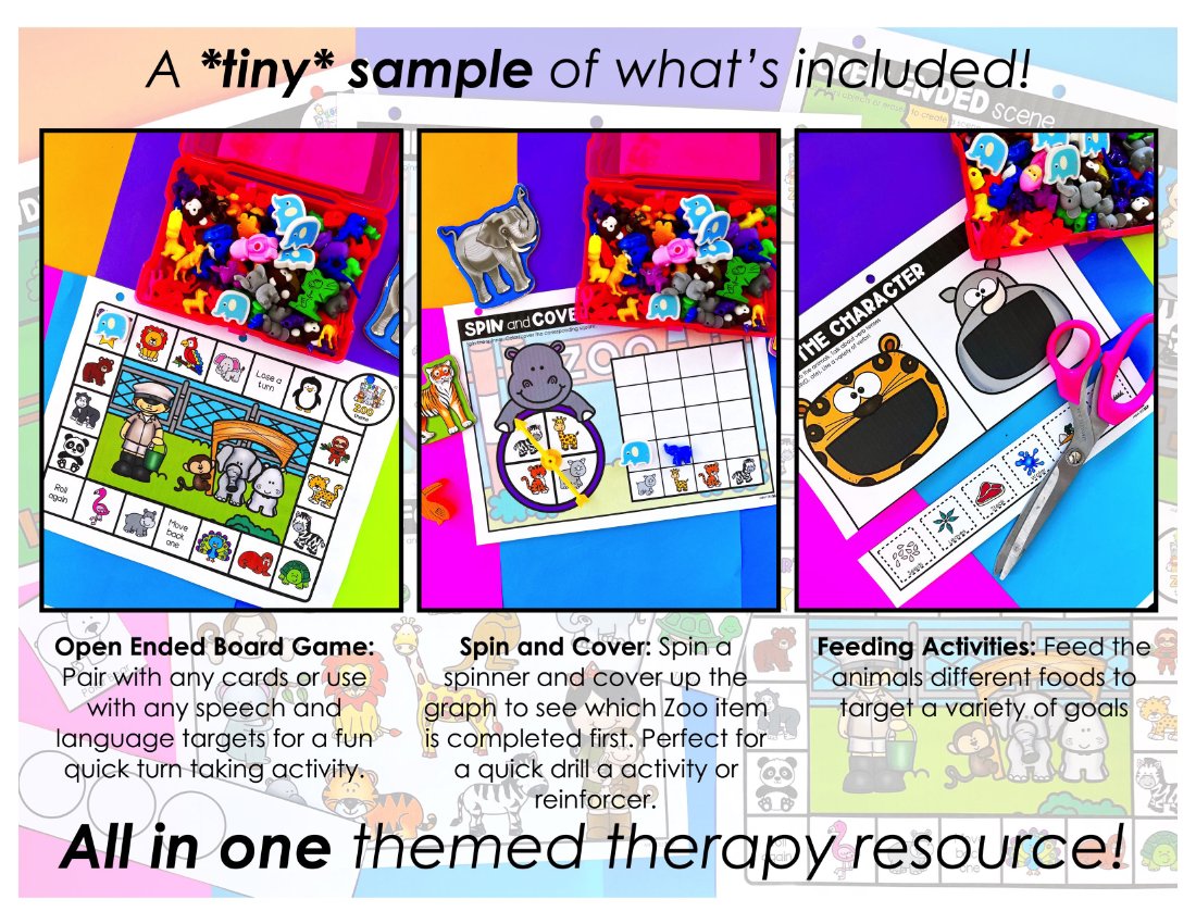Zoo Activities and Worksheets for speech therapy preview page 7