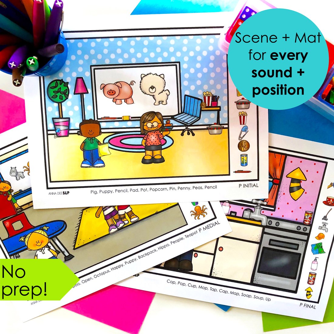 Playdough Worksheets and Sound Loaded Scenes for speech therapy – image 3