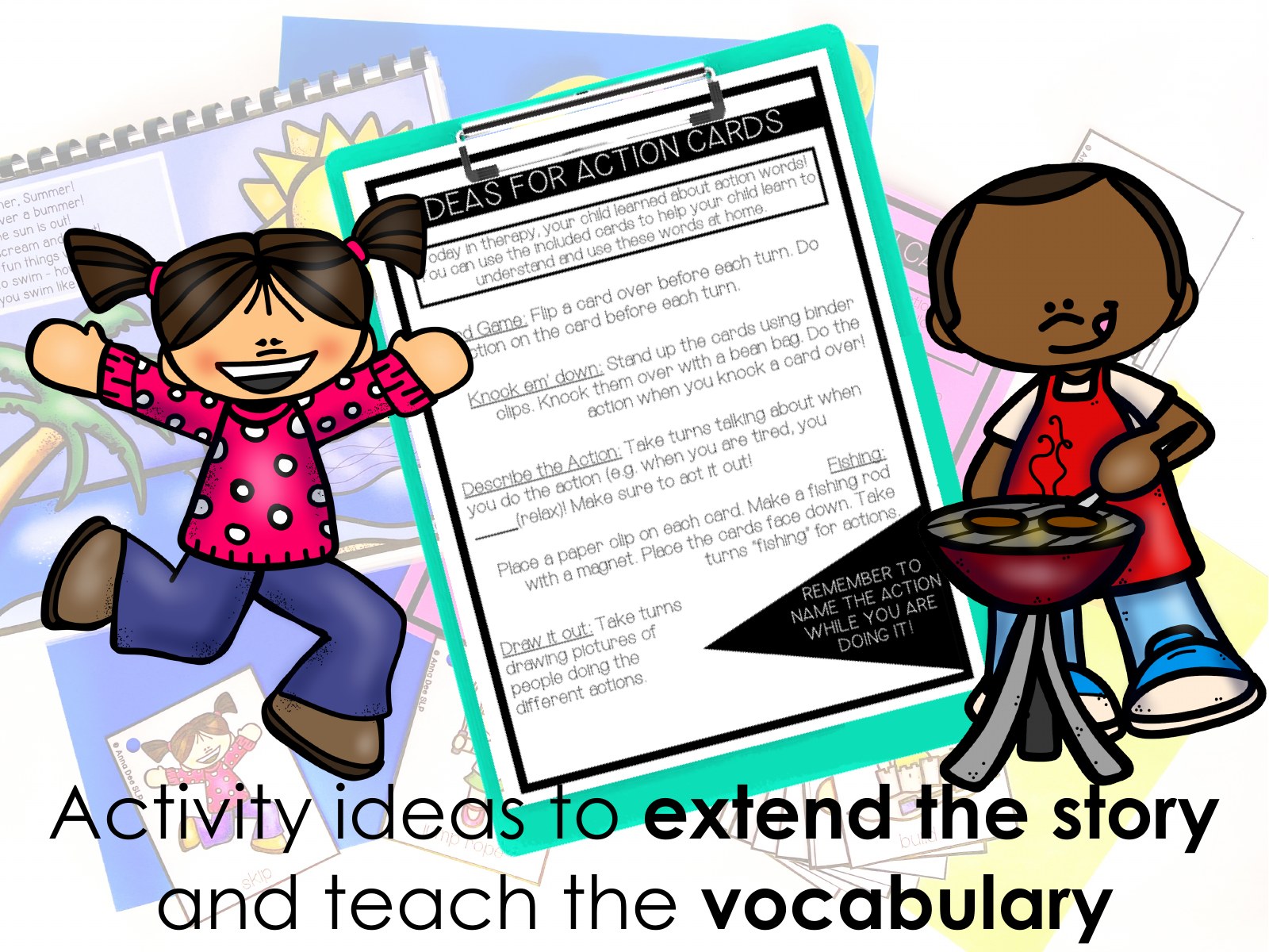 Summer Repetitive Gross Motor Story Book for speech therapy preview page 3