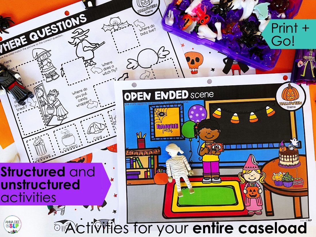 Halloween Activities and Worksheets for speech therapy preview page 2